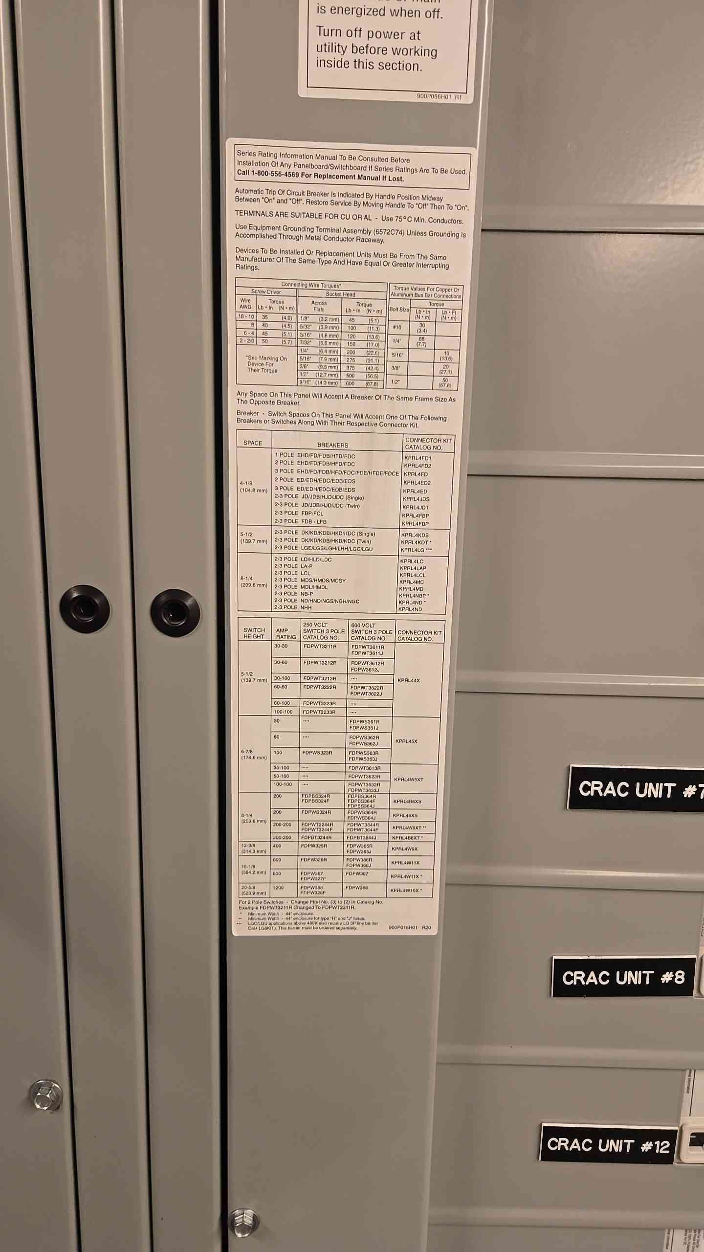 1200A Eaton Pow-R-line 480V Switchgear 3 Section 2 Mains Meter & 19 Breaker NGH65K NGH312032E