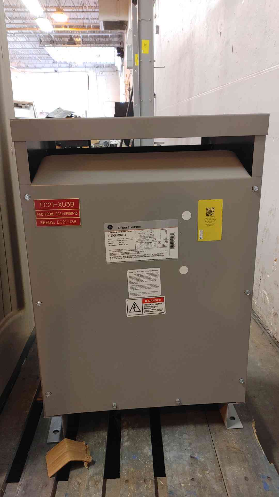 GE K Factor Transformer 75KVA 3PH 480V x 208Y/120V 9T23Q9574G03A (108277)