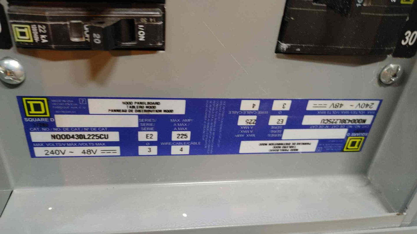 Square D NQODQB 240V E Series 225 Amp Breaker Panelboard (108776)