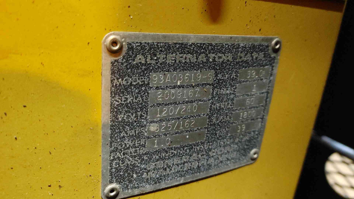 40KW Cat 3054 Generator 1PH 982Hrs Diesel 93A03619-S LOAD TESTED (108782)
