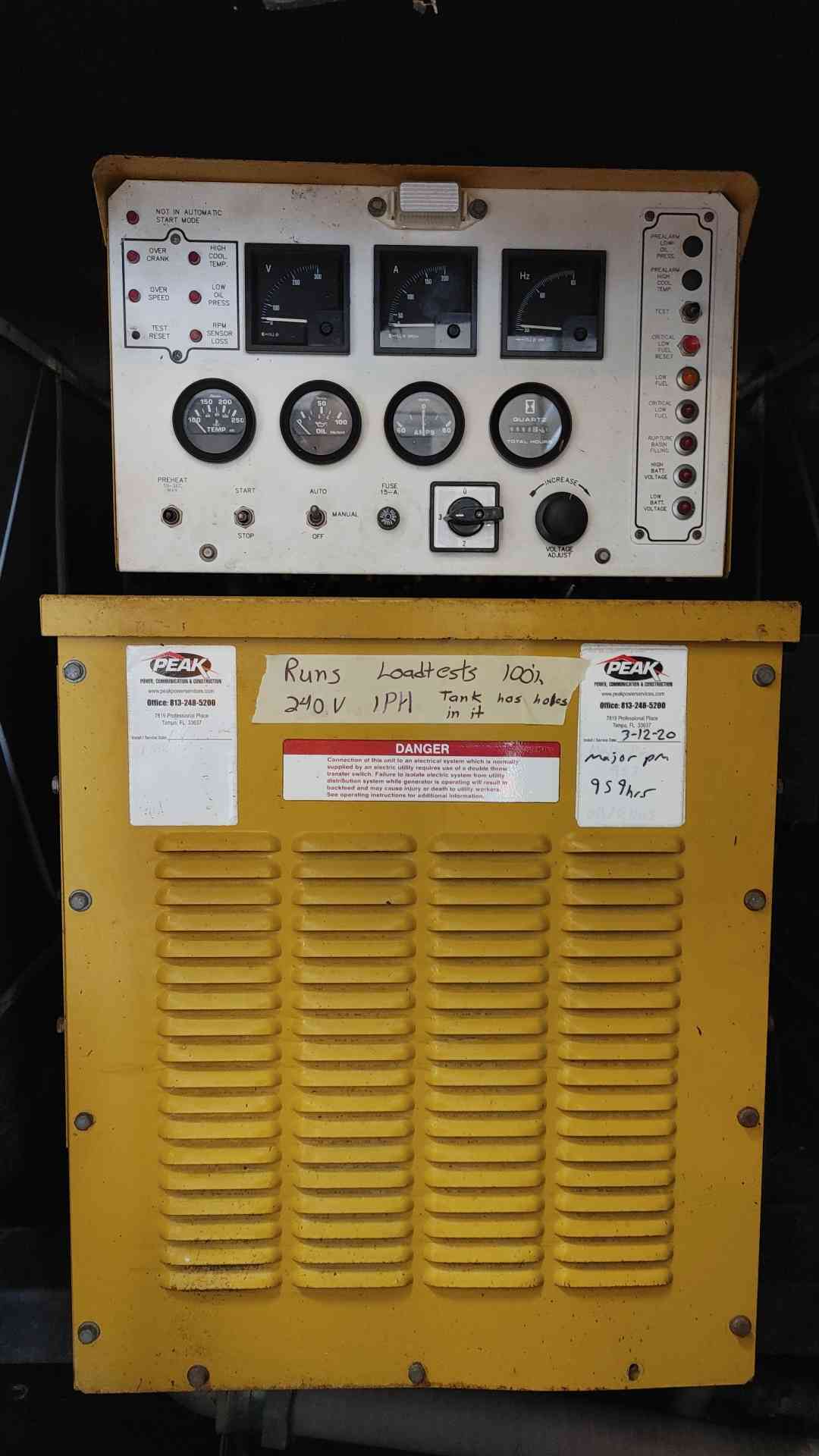 40KW Cat 3054 Generator 1PH 982Hrs Diesel 93A03619-S LOAD TESTED (108782)