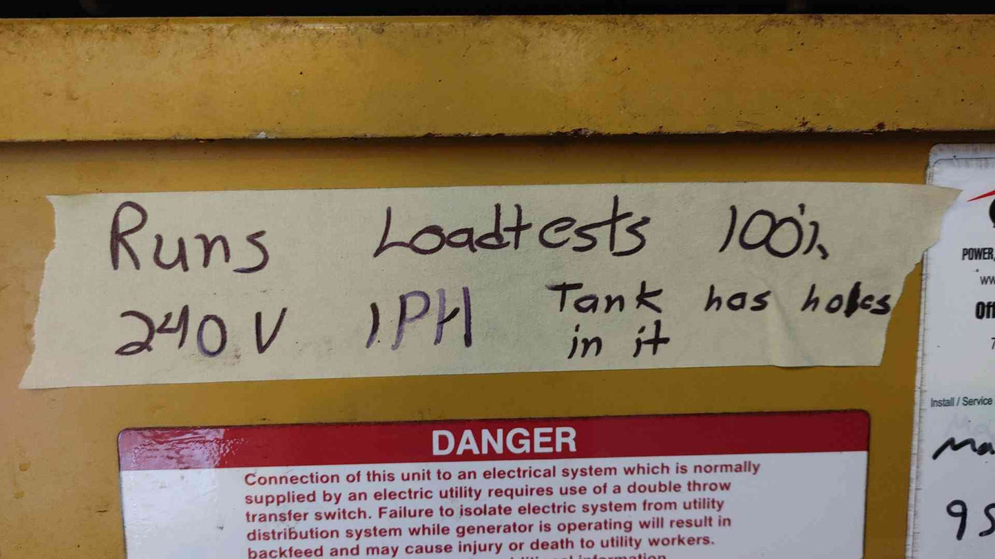 40KW Cat 3054 Generator 1PH 982Hrs Diesel 93A03619-S LOAD TESTED (108782)