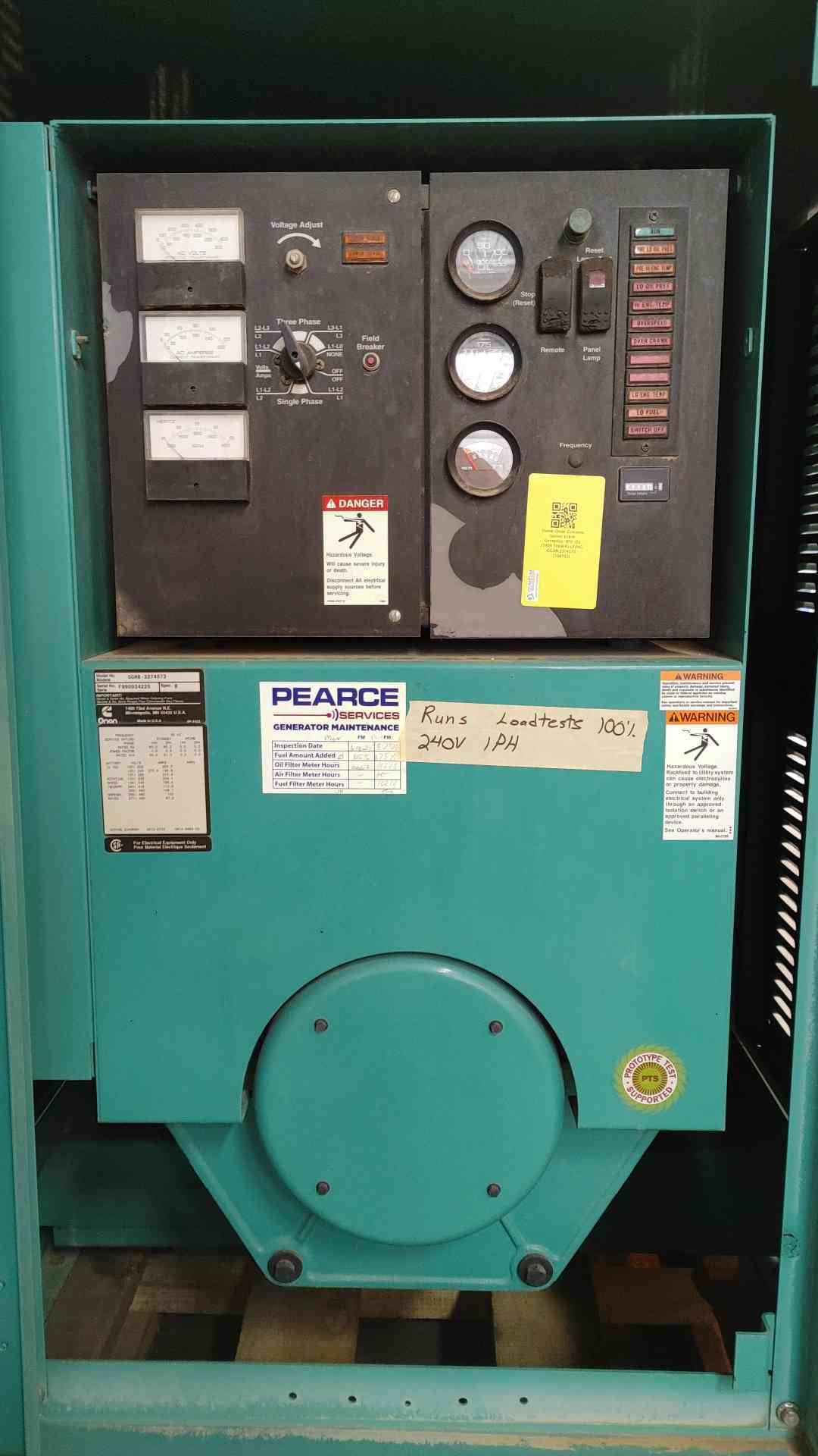 65KW Onan Ford Generator 1PH/3PH 1068Hrs Nat Gas LP '99 LOAD TESTED (108783)