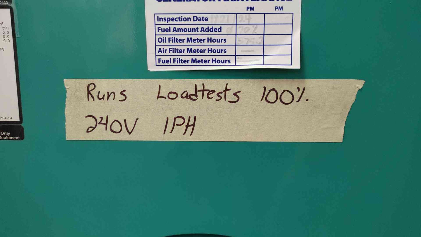 45KW Cummins Onan Generator 1&3PH Nat Gas LP 582Hrs GGFC '00 LOAD TESTED (108786)