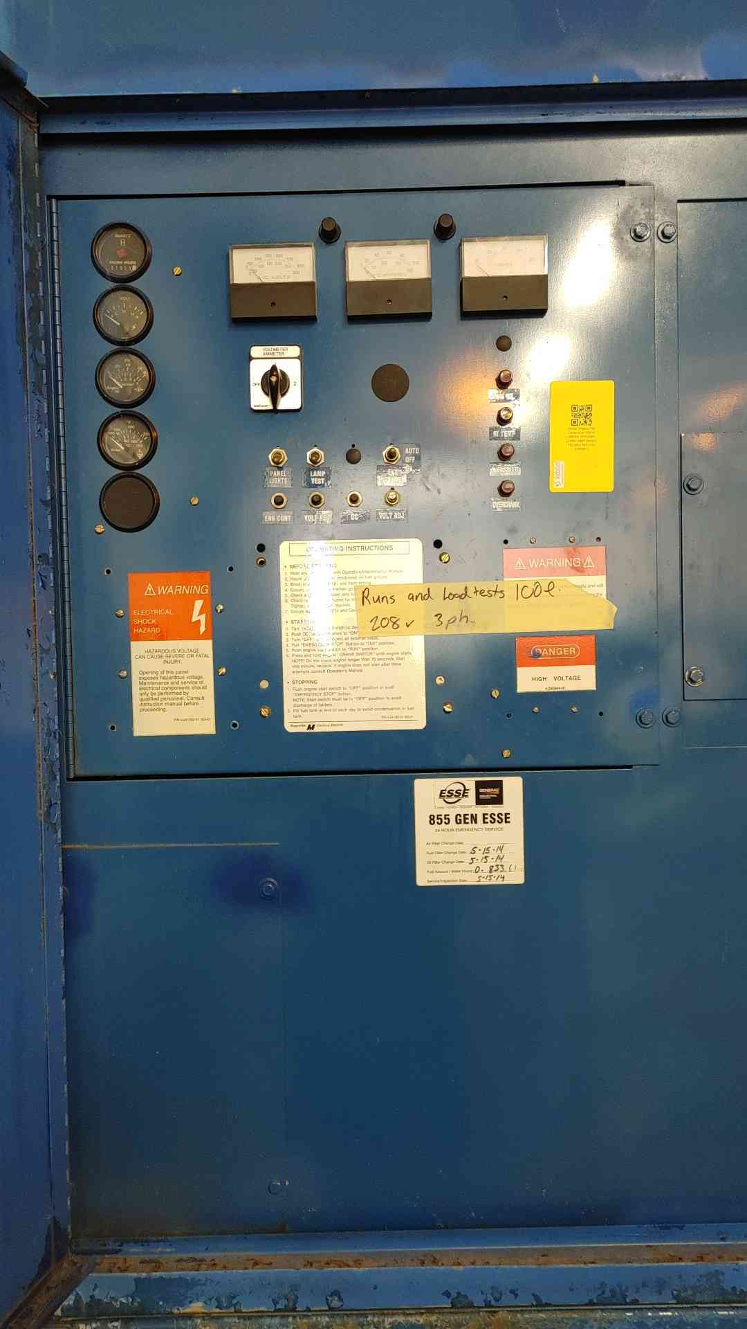 40KW Magnetek Generator 1&3PH John Deere Diesel 1023Hrs RDS500 TESTED (109007)
