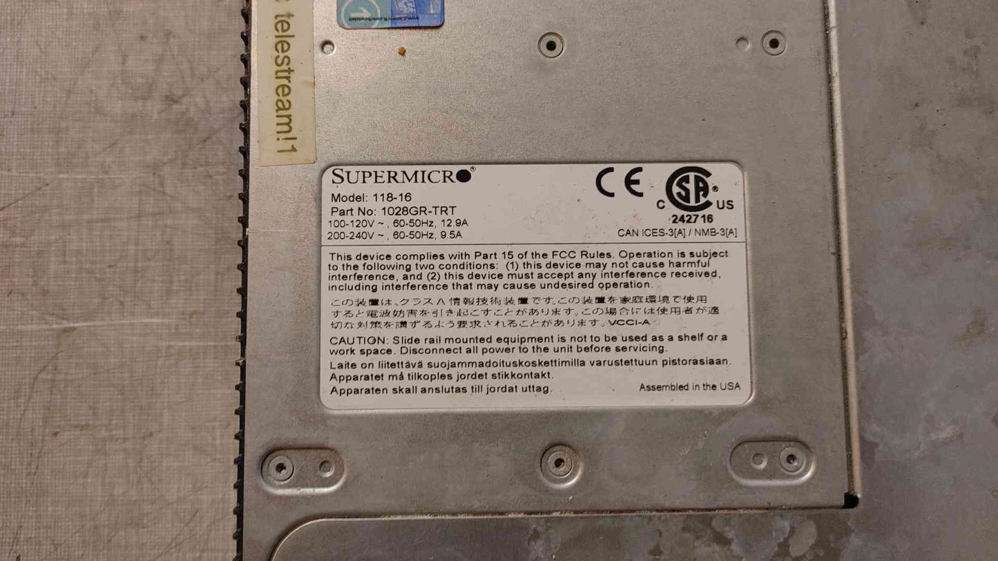 Supermicro Server SYS-1028GR-TRT No HDDs