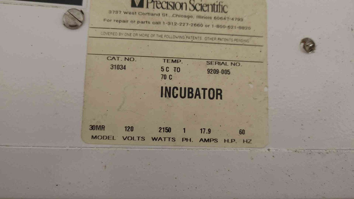 Thermo Scientific Precision Mechanical Convection Incubator Model 30MR 120V 2150W 1PH