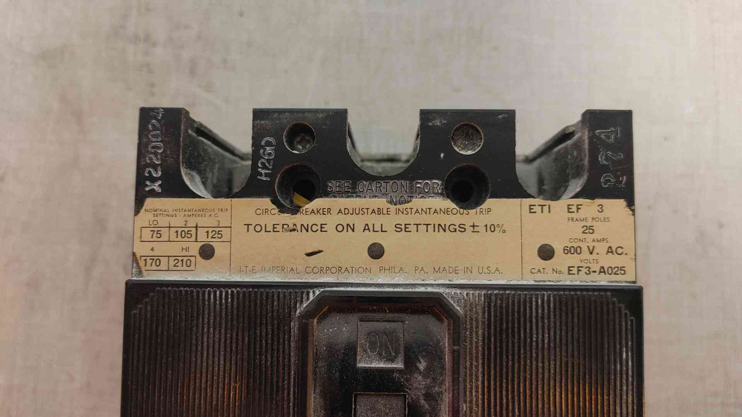 ITE Imperial EF3-A025 25 Amp 3 Pole Circuit Breaker (109407)