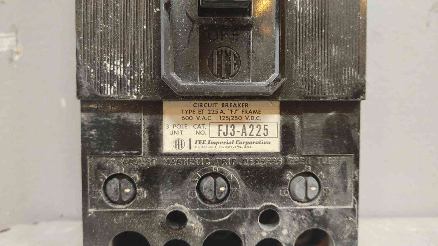 ITE Imperial Corporation 3 Pole Circuit Breaker 225A 600VAC 125/250VDC (109410)