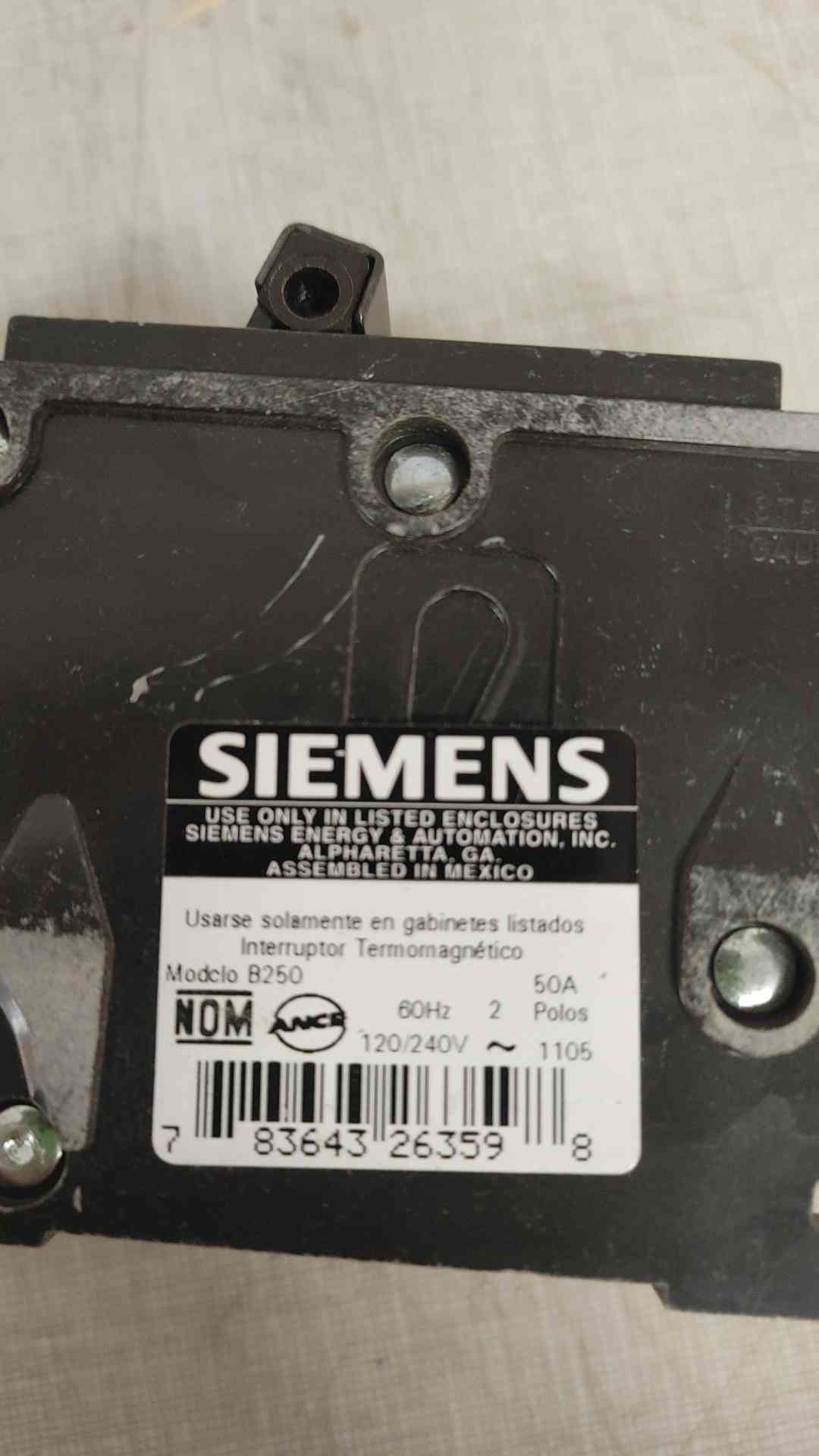 Siemens B250 50 A 2 Pole Circuit Breaker (109419)