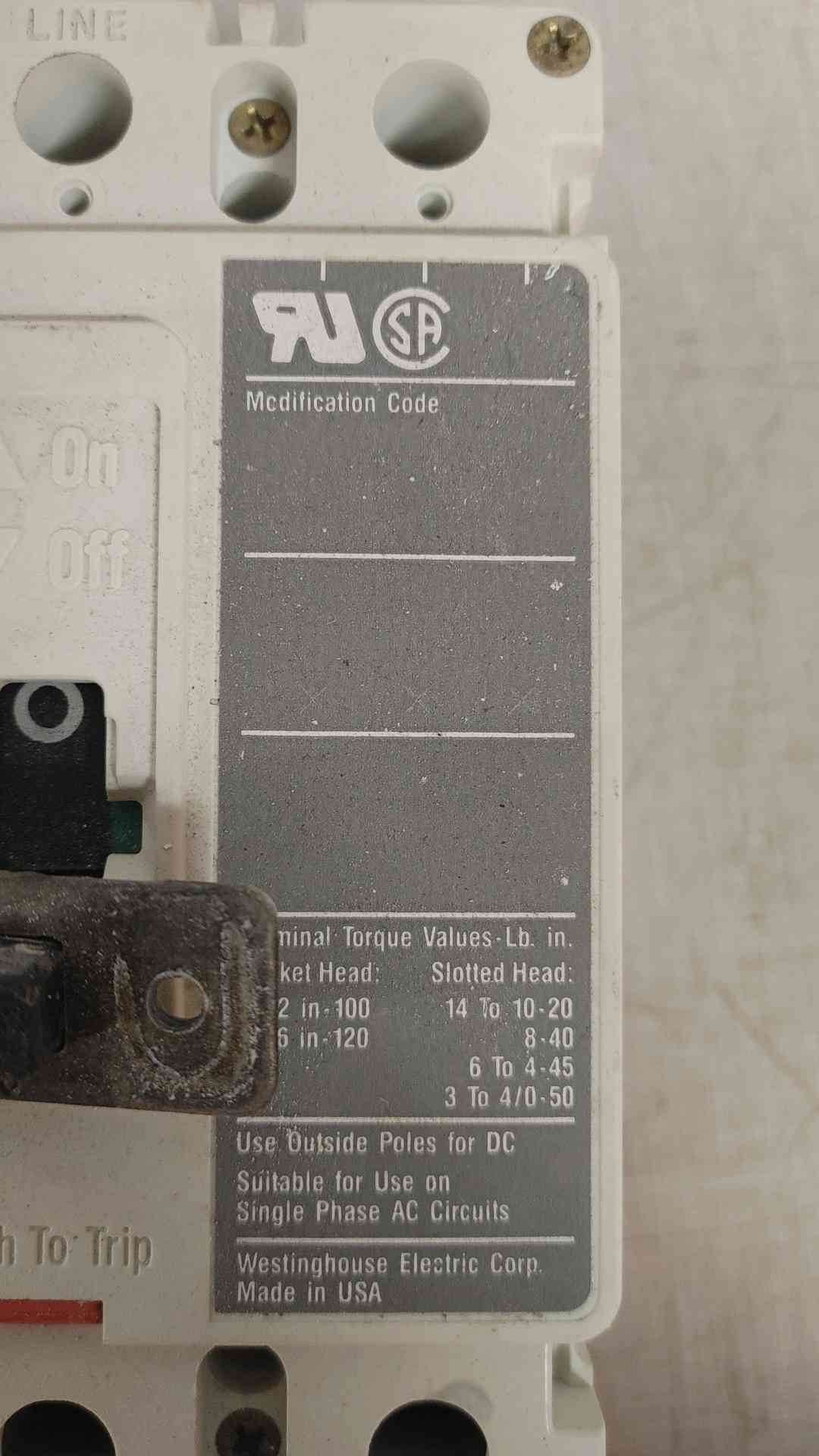 Westinghouse Series C HMCP 3-Pole 3-Amp Motor Circuit Protector