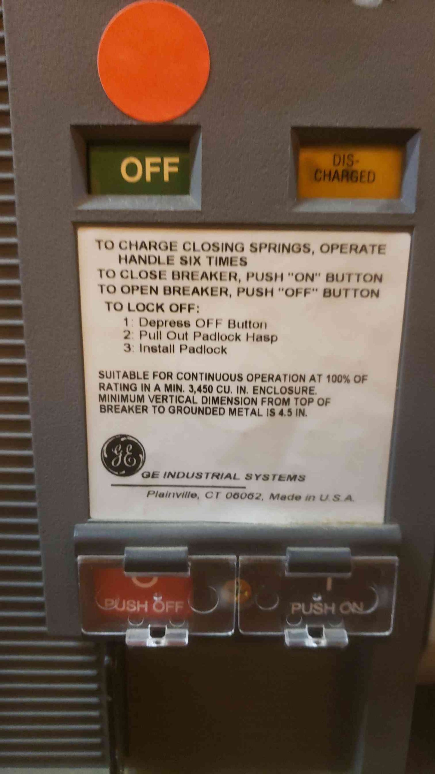 GE 4000A Power Break Switchgear Section 5 3x 800A Dist Breaker SHF08B208H (SKU: 109443)