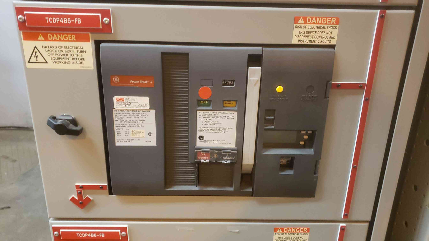 GE 4000A Power Break Switchgear Section 5 3x 800A Dist Breaker SHF08B208H (SKU: 109443)