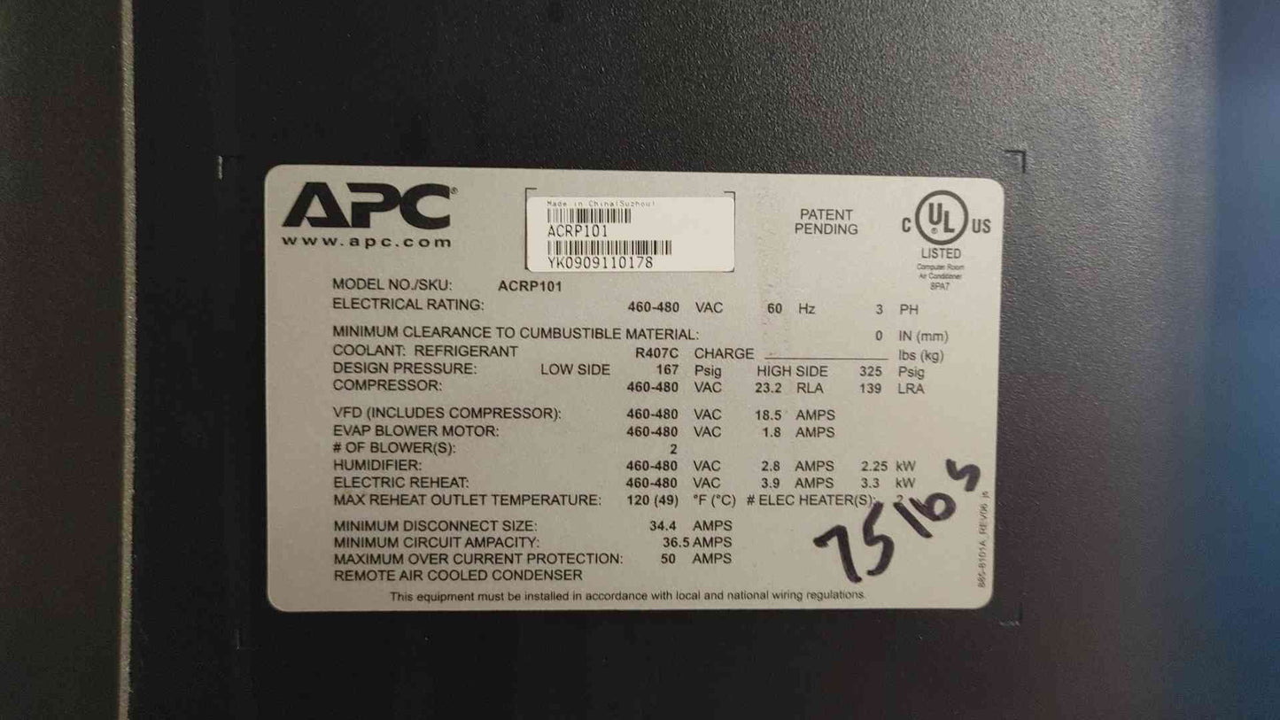 APC In Row CRAC Unit 200-240VAC 3PH ACRP101 (109468)