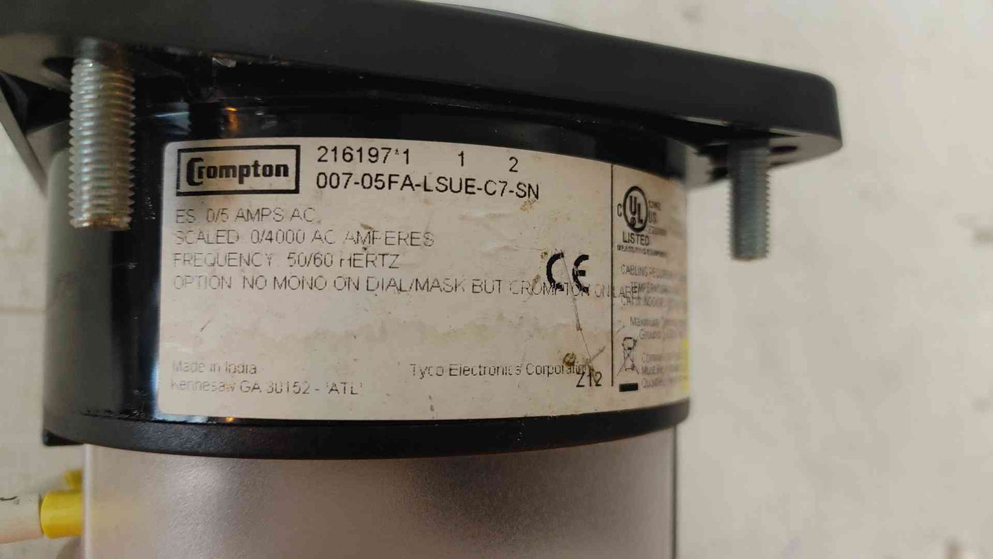 Crompton 0-4000 AC Amperes Panel Meter (0-5A Input)