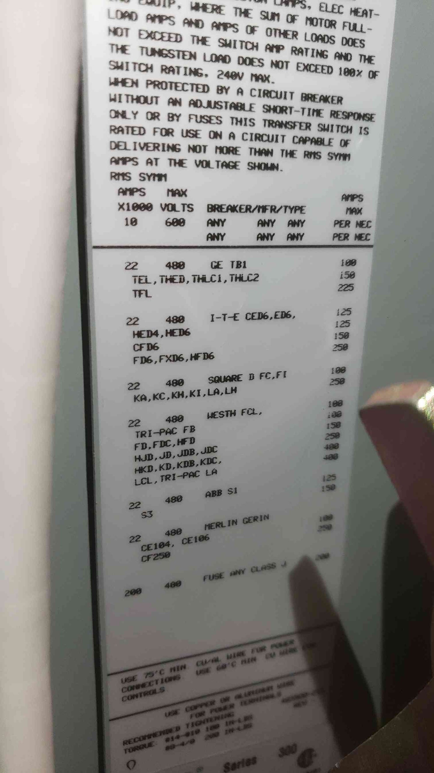 ASCO Series 300 3PH 104A 480V ATS D00300B30104N10C Automatic Transfer Switch (SKU: 109559)