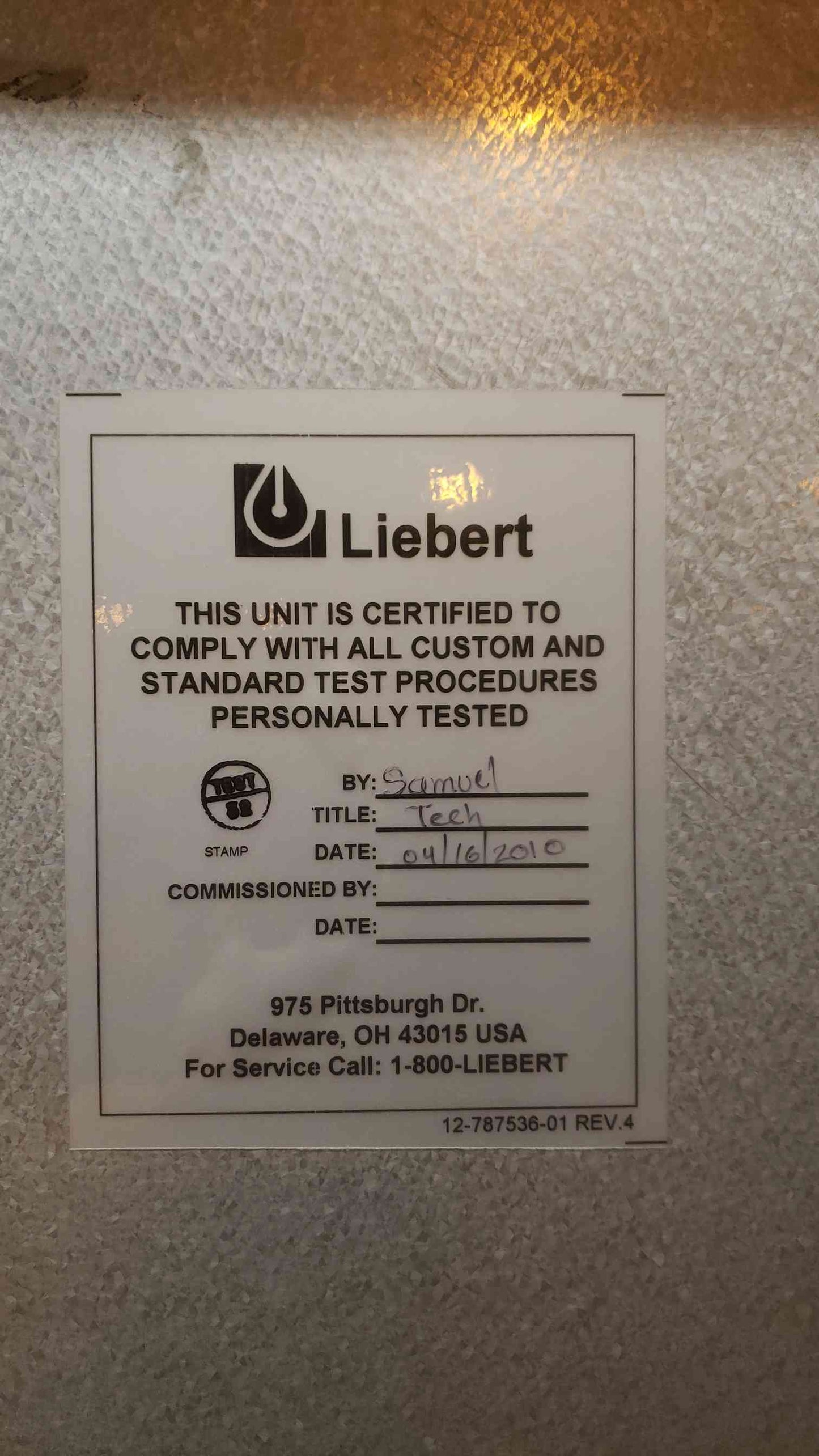 AS-IS Standalone Liebert NX 480V 3PH 4W UPS 38SA200A0A00 (SKU: 109570)