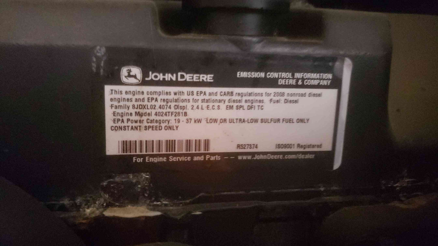 30KW Generac Generator 1PH 4024 John Deere Diesel Engine 687 Hrs. Tested (SKU: 109775)