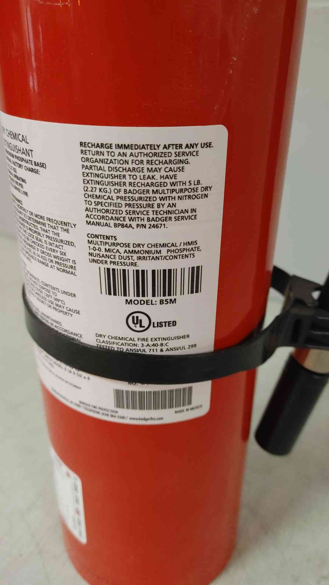 Badger ABC Dry Chemical Fire Extinguisher B5M Out of Service (SKU: 109895)