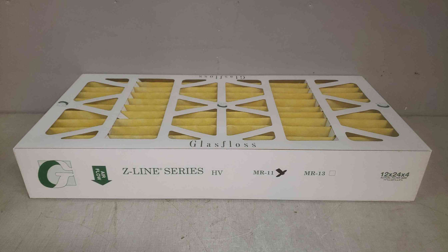 NEW Box of 6 Glasfloss 12x24x4 Merv 11 MR-11 Pleat M1112244 (SKU: 109868)