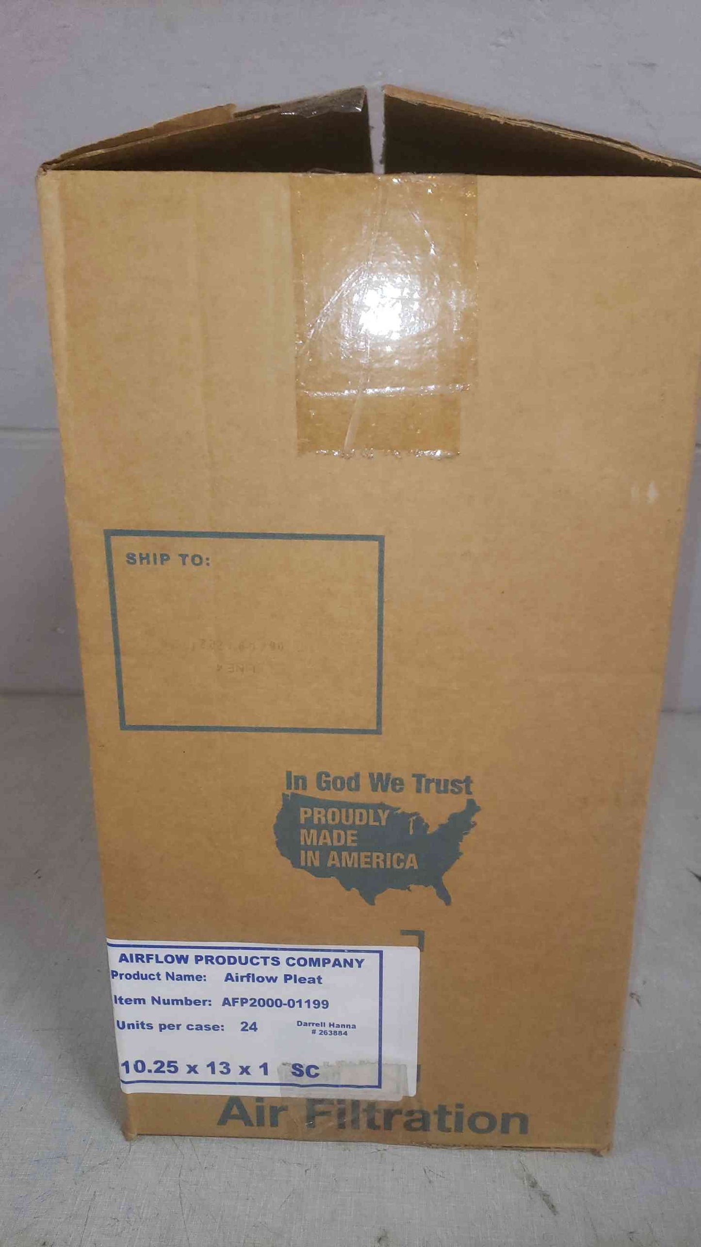 NEW Box of 12 Airflow Products 10.25x13x1 Airflow Pleat AFP2000-01199 (SKU: 109880)