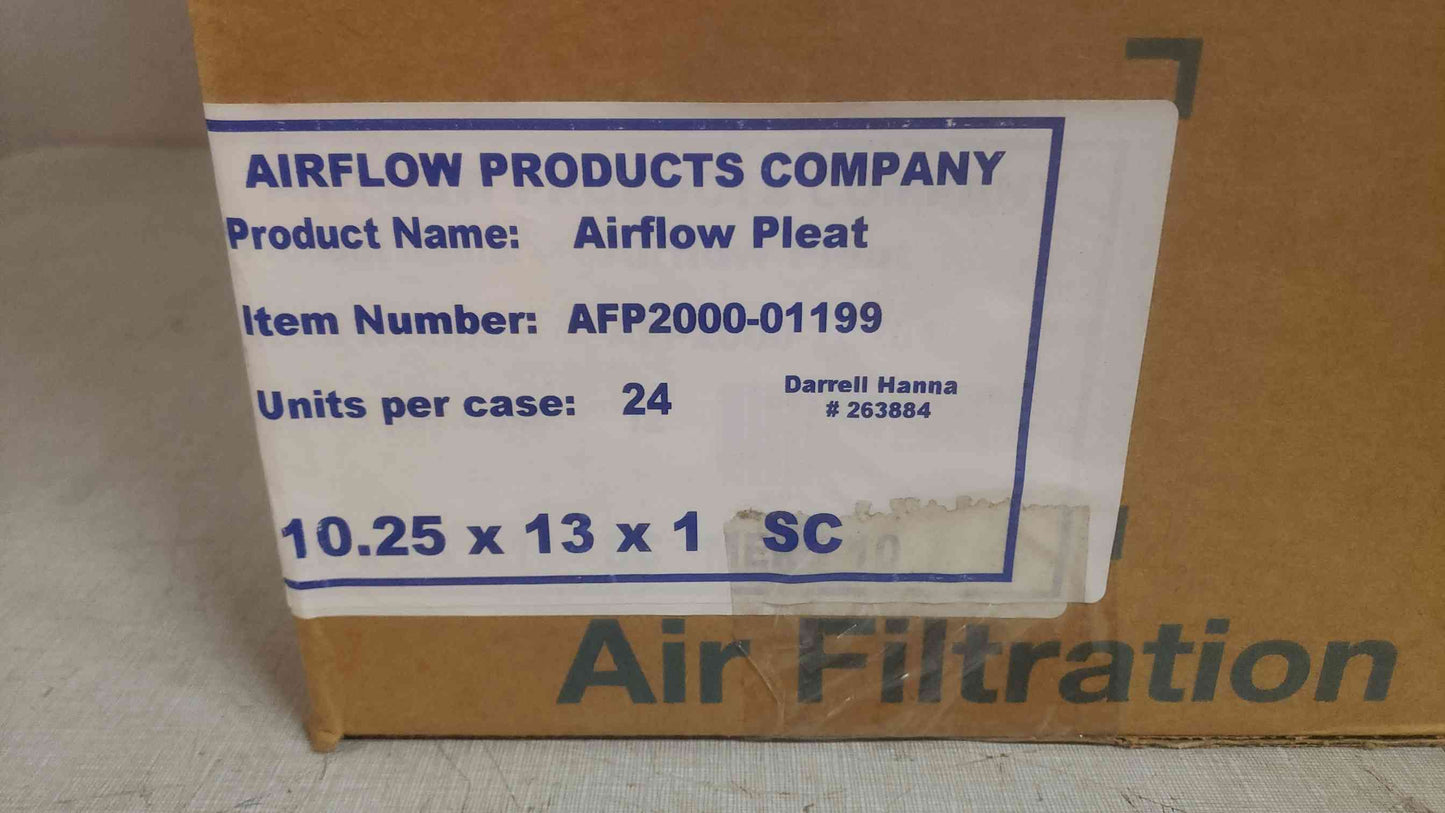 NEW Box of 12 Airflow Products 10.25x13x1 Airflow Pleat AFP2000-01199 (SKU: 109880)