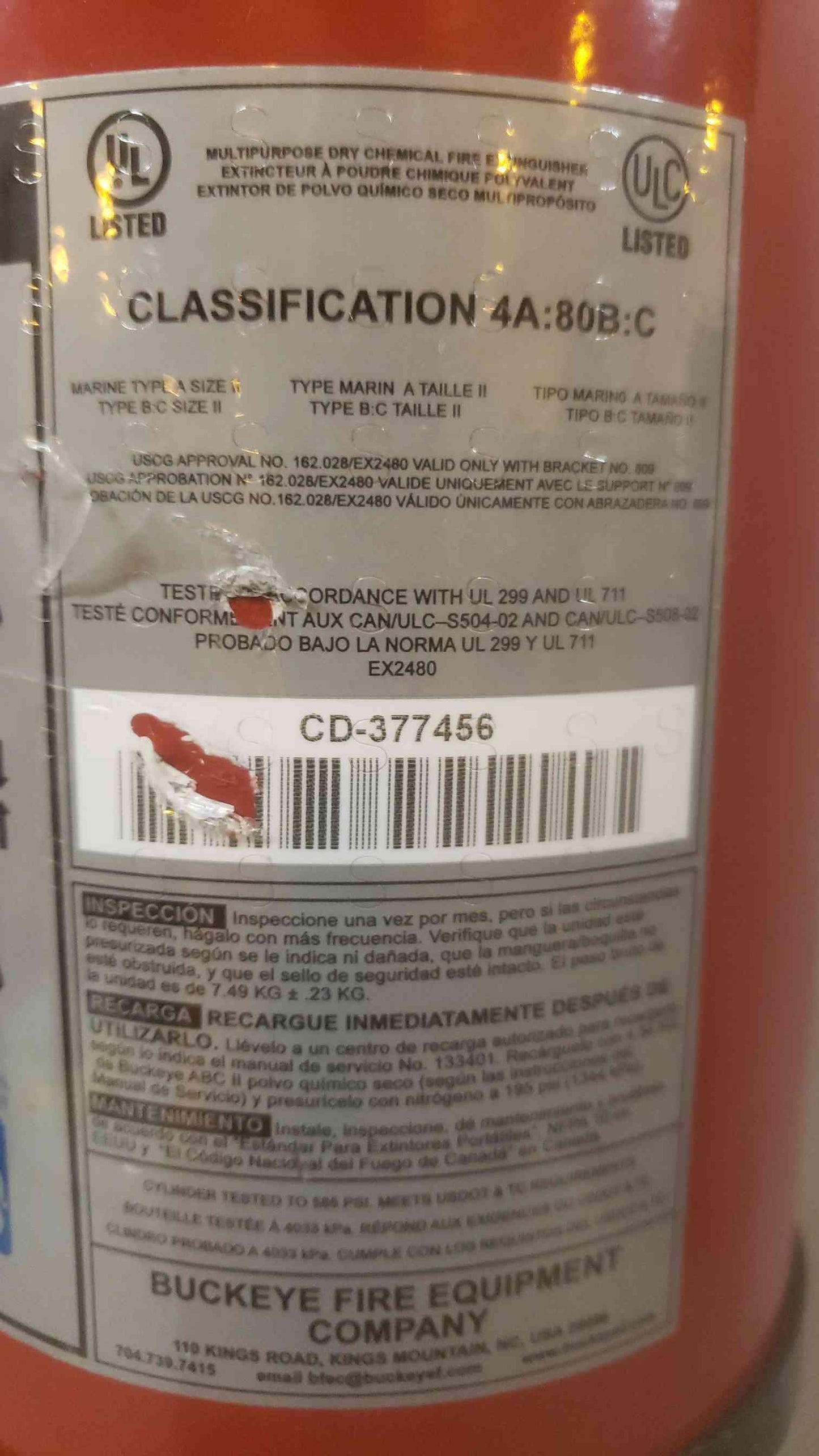 J. L. Industries ABC Dry Chemical Extinguisher 10 HI SA80 Out of Service Fire Extinguisher (SKU: 109897)