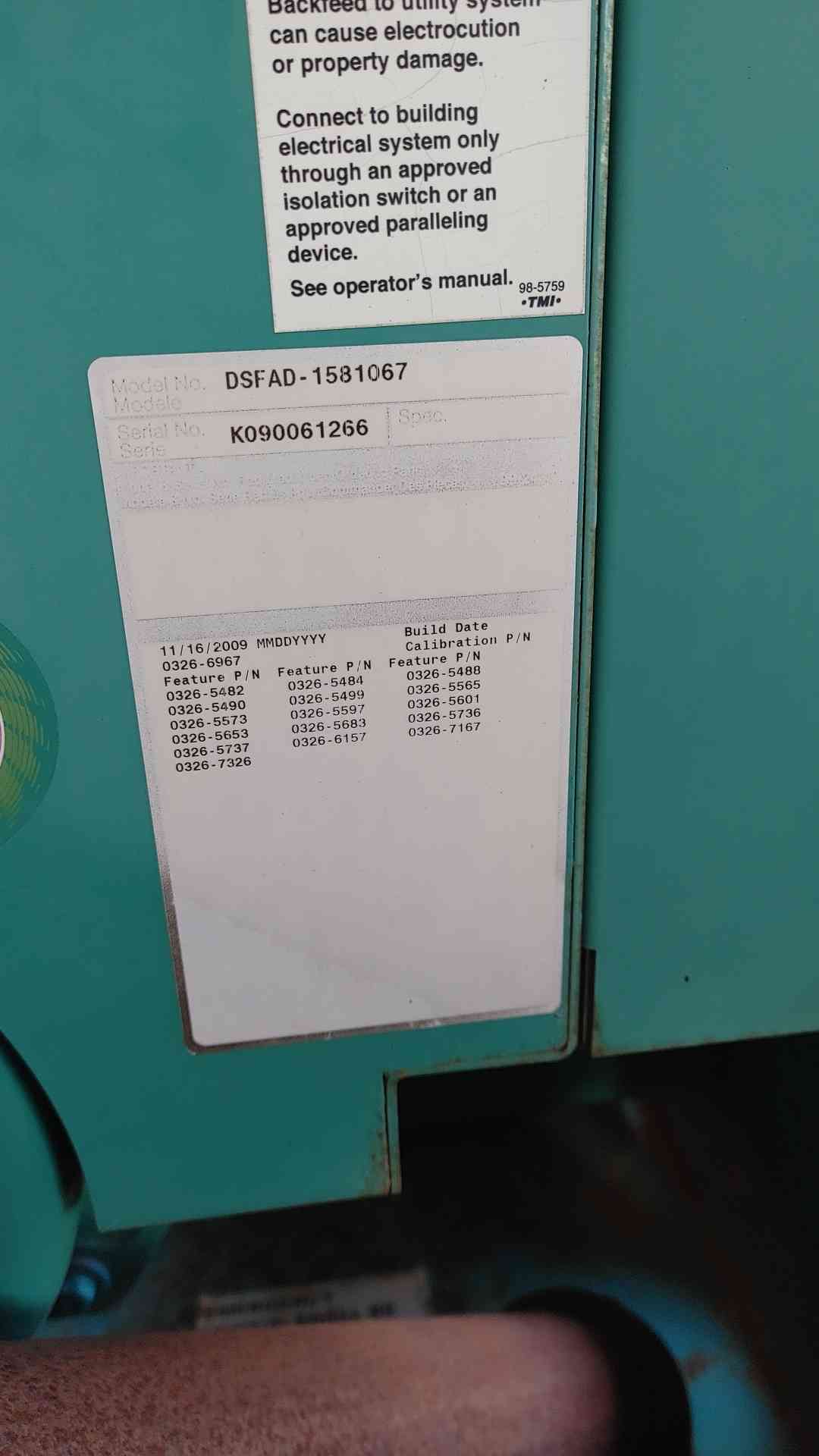 60KW Cummins Diesel Generator 1&3PH 85Hrs 2009 TESTED (SKU: 110092)