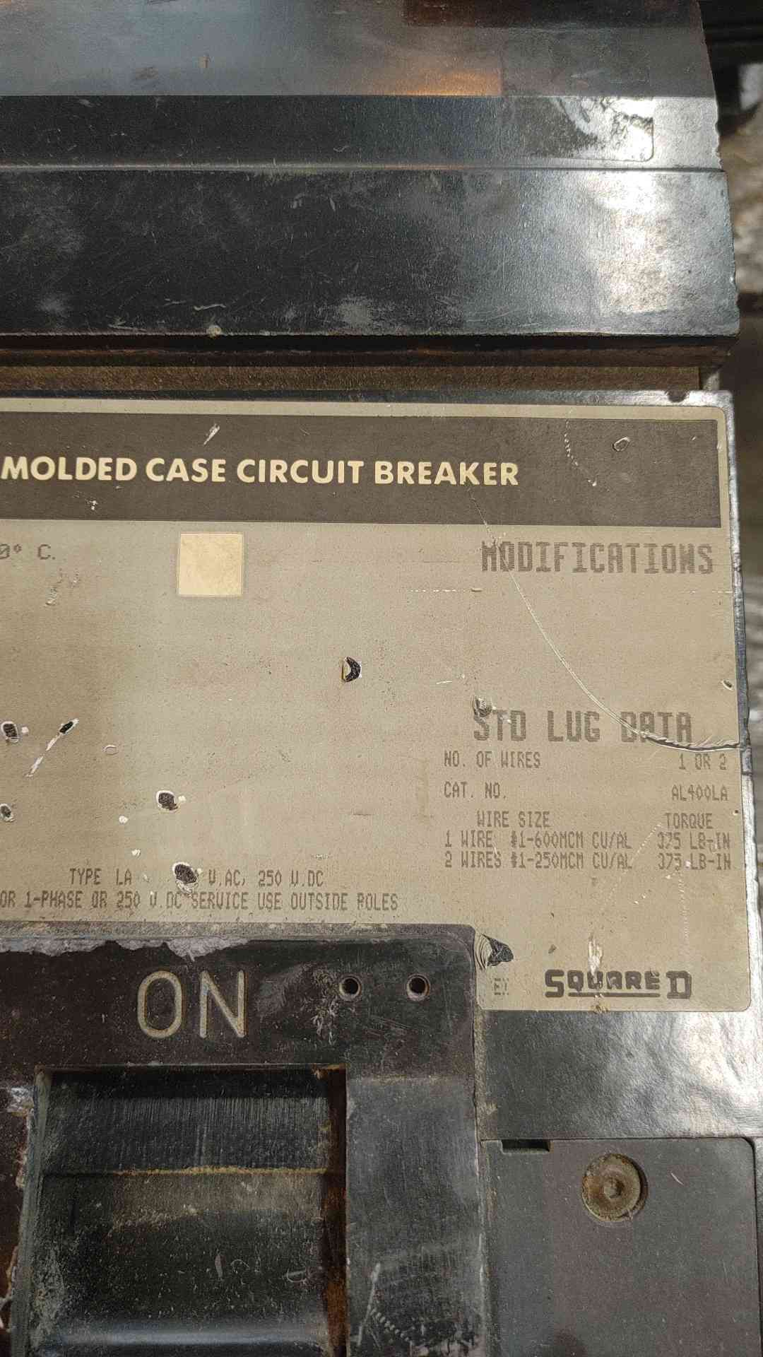 Square D I-Line CIRCUIT BREAKER LA36350 SERIES 4 350A 3POLE 600V (SKU: 110248)