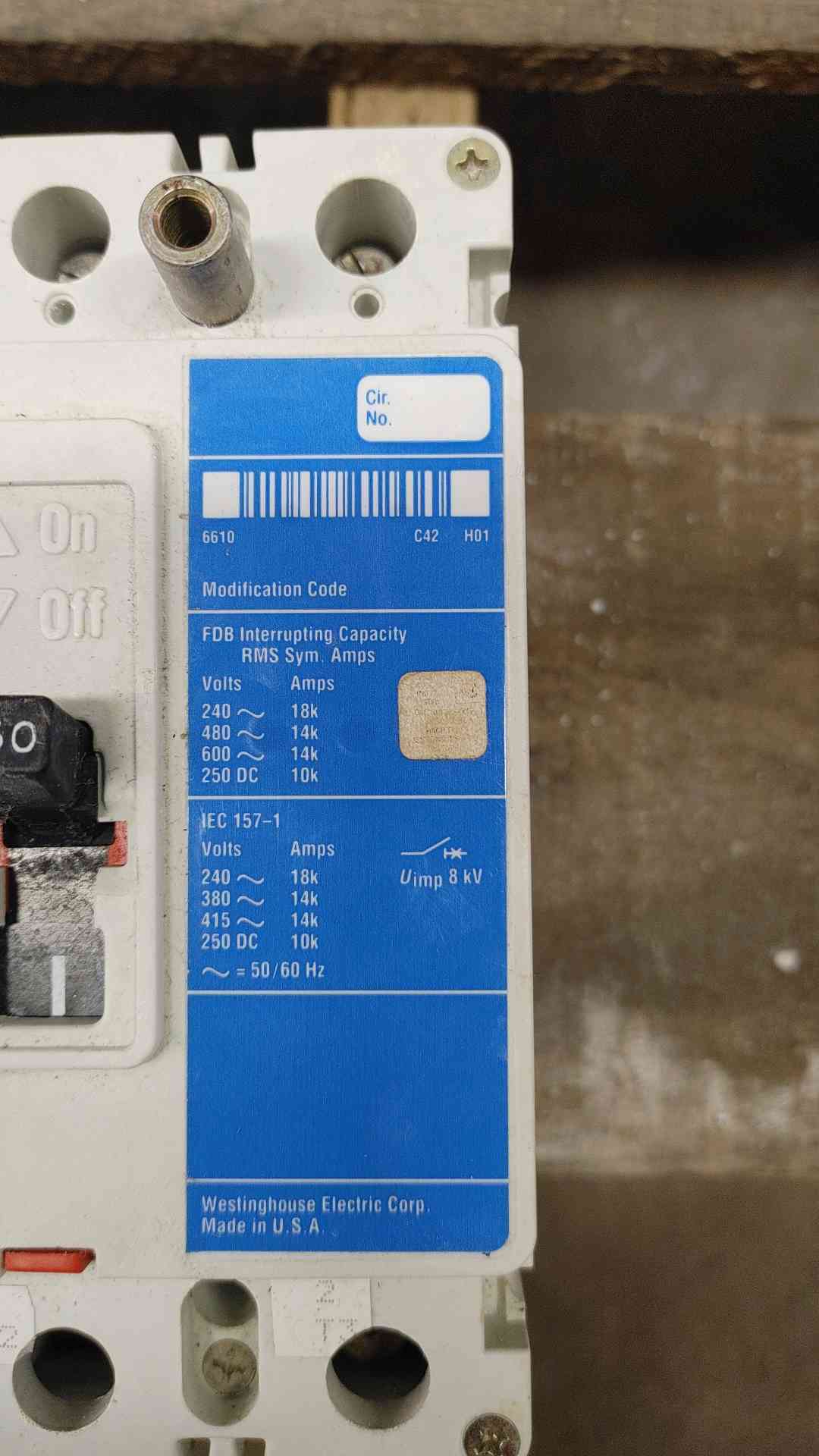 Westinghouse Series C Industrial Breaker 30A 3POLES 600V (SKU: 110229)