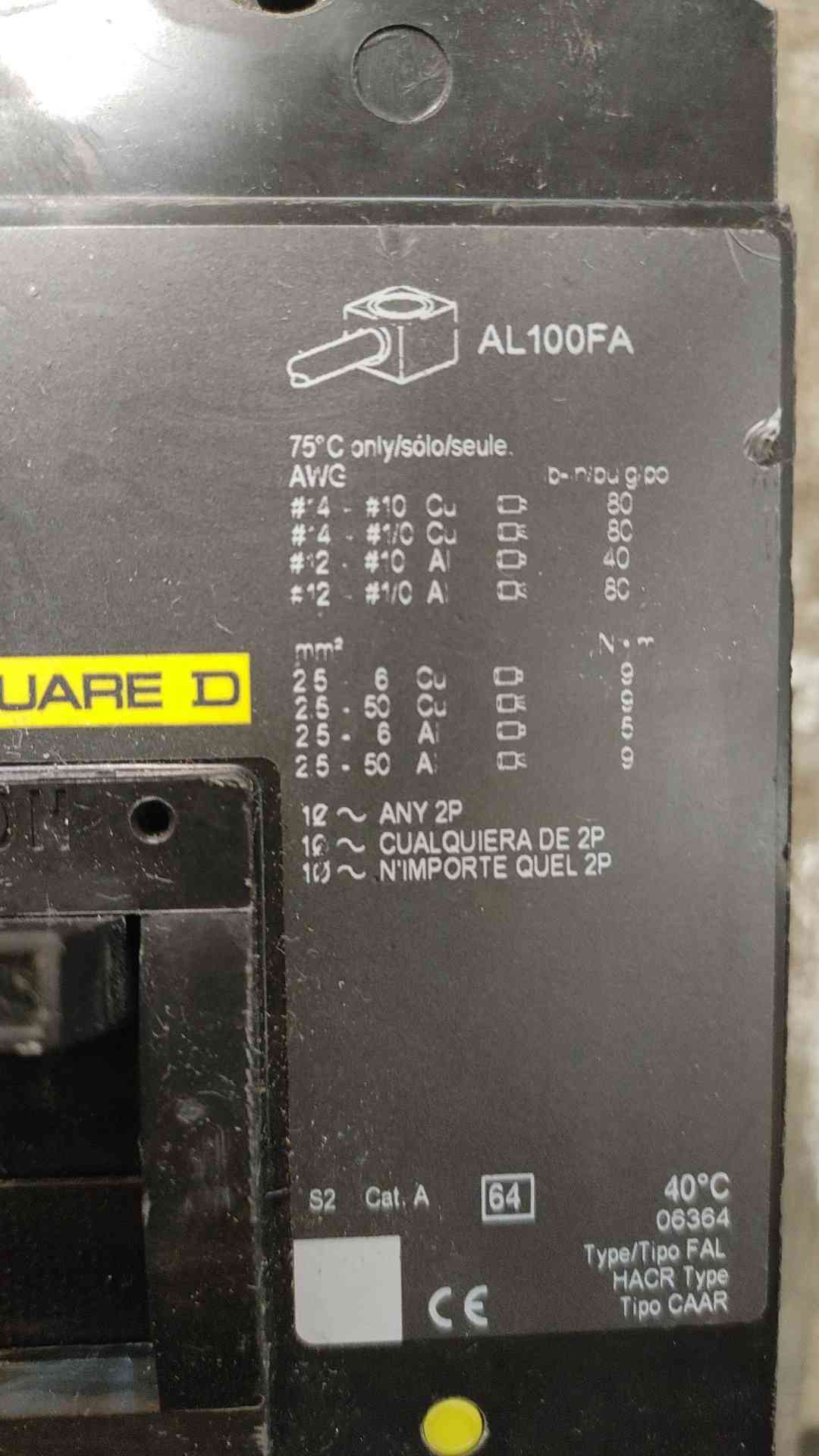 Square D Circuit Breaker FAL340806168 80A 3POLES 480V (SKU: 110243)