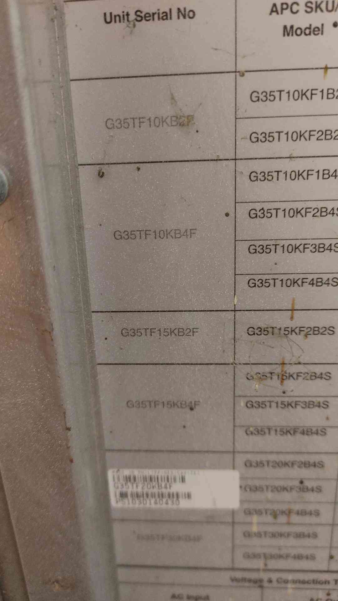 APC MGE Galaxy 3500 20KVA Inverter Cabinet G35TF20KB4F (SKU: 110259)