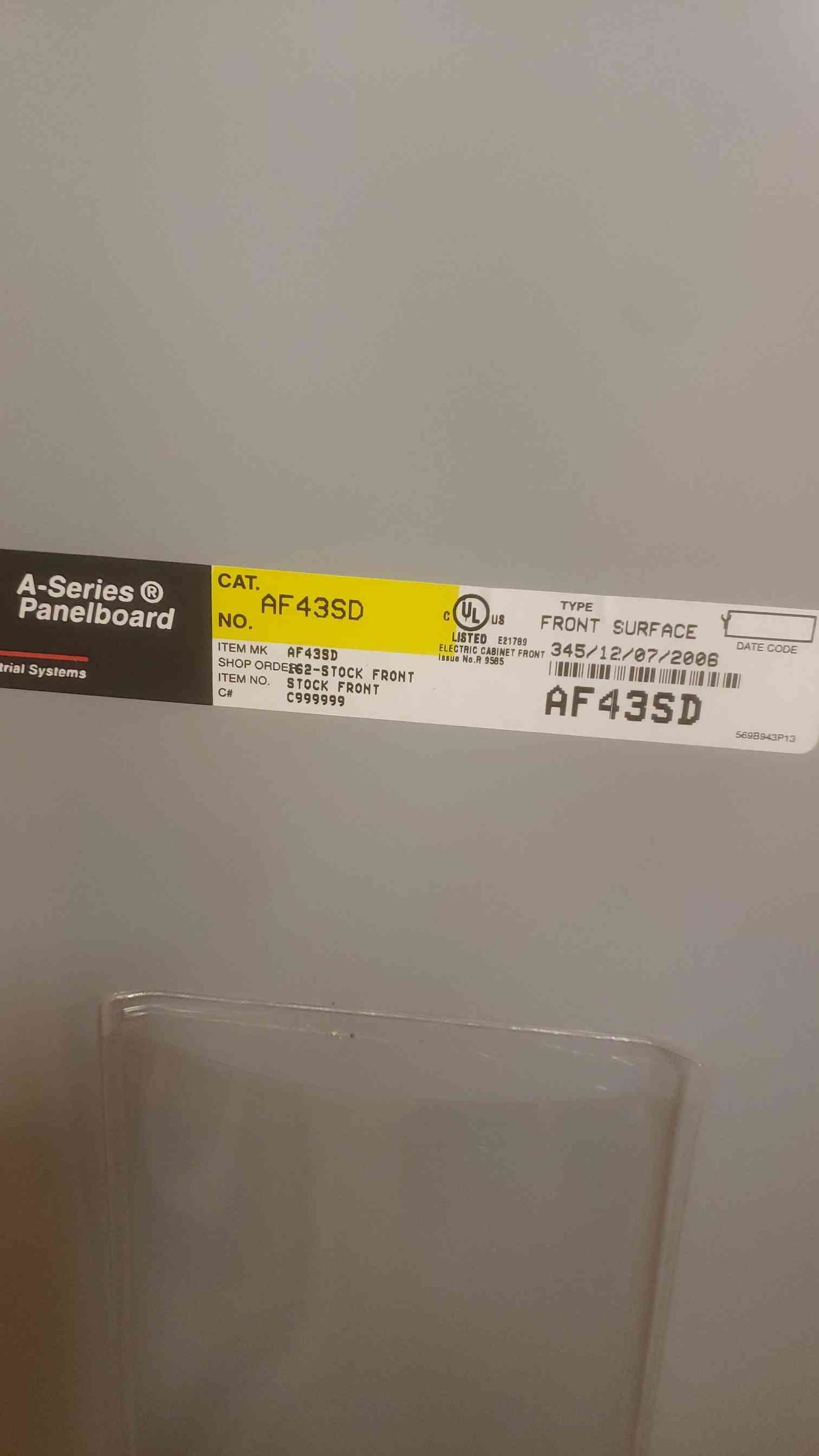 GE 120/208V 3PH 4W A-Series Panelboard AF43SD w Main(SKU: 110374)
