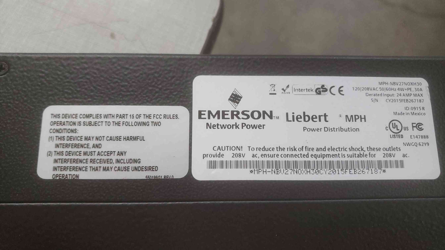 Emerson 21 Port 120/208V 30A 4W PDU Strip MPH-NBV27NOXH30 (SKU: 110747)