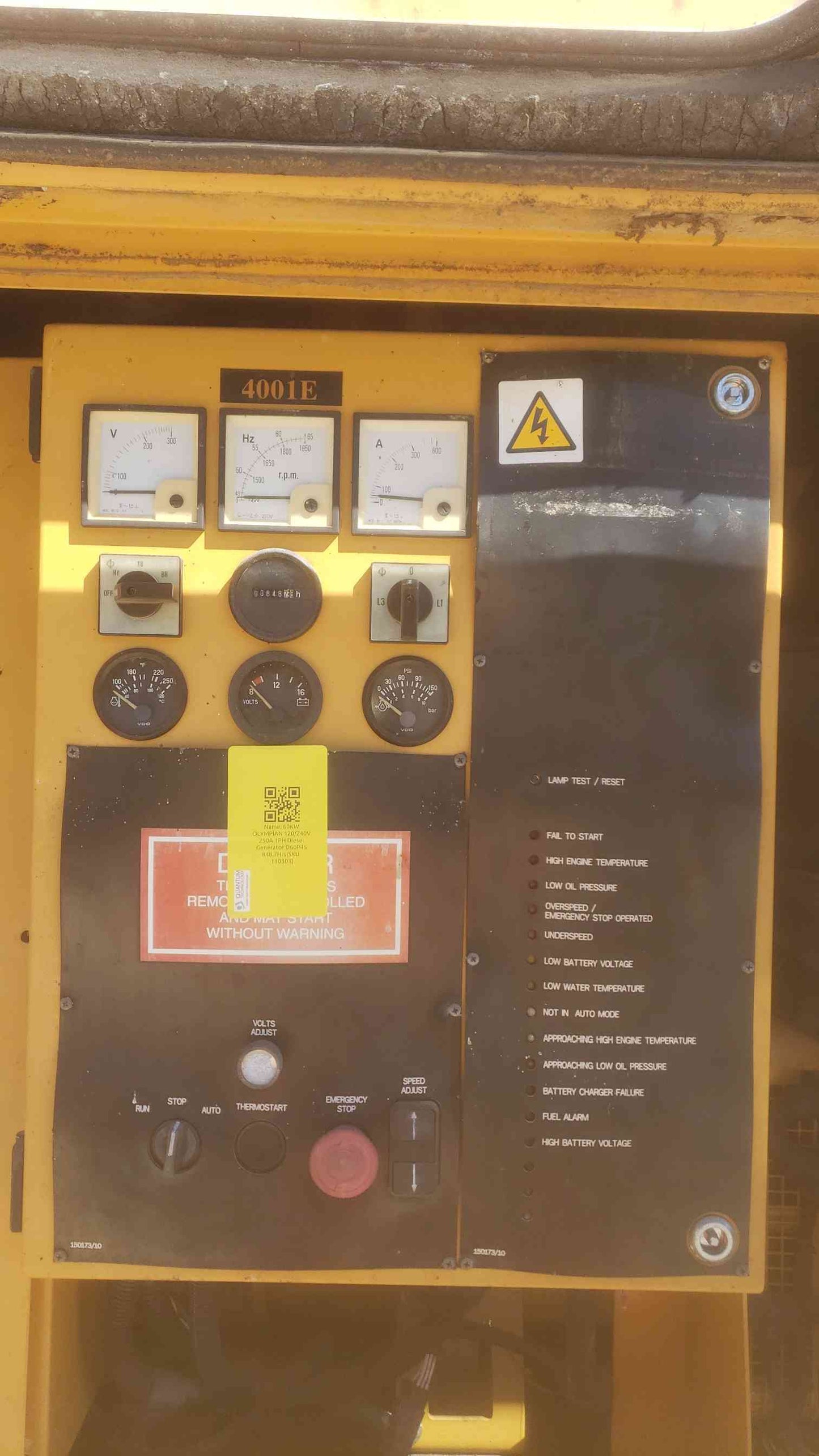 60KW CAT OLYMPIAN 1PH Diesel Generator D60P4S 848Hrs TESTED (SKU: 110803)