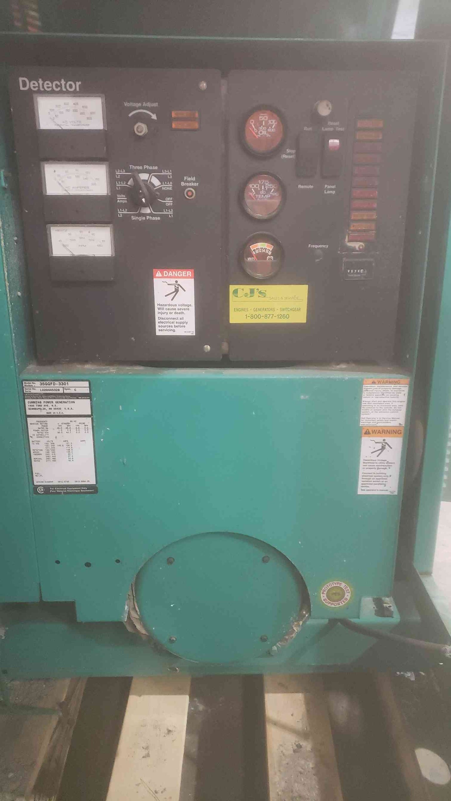 35KW Cummins Onan 1&3PH 145.8A Nat Gas LP Generator 974.8Hrs TESTED (SKU: 110932)