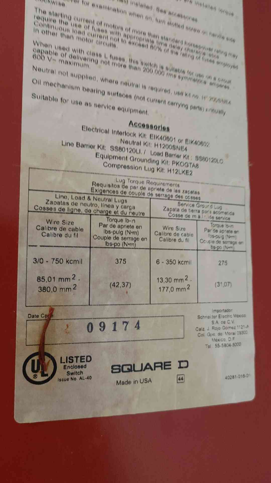 Square D 1200A 600VAC/VDC Heavy Duty Safety Switch w/ Fuses H368 NEW Surplus See Notes (SKU: 110961)