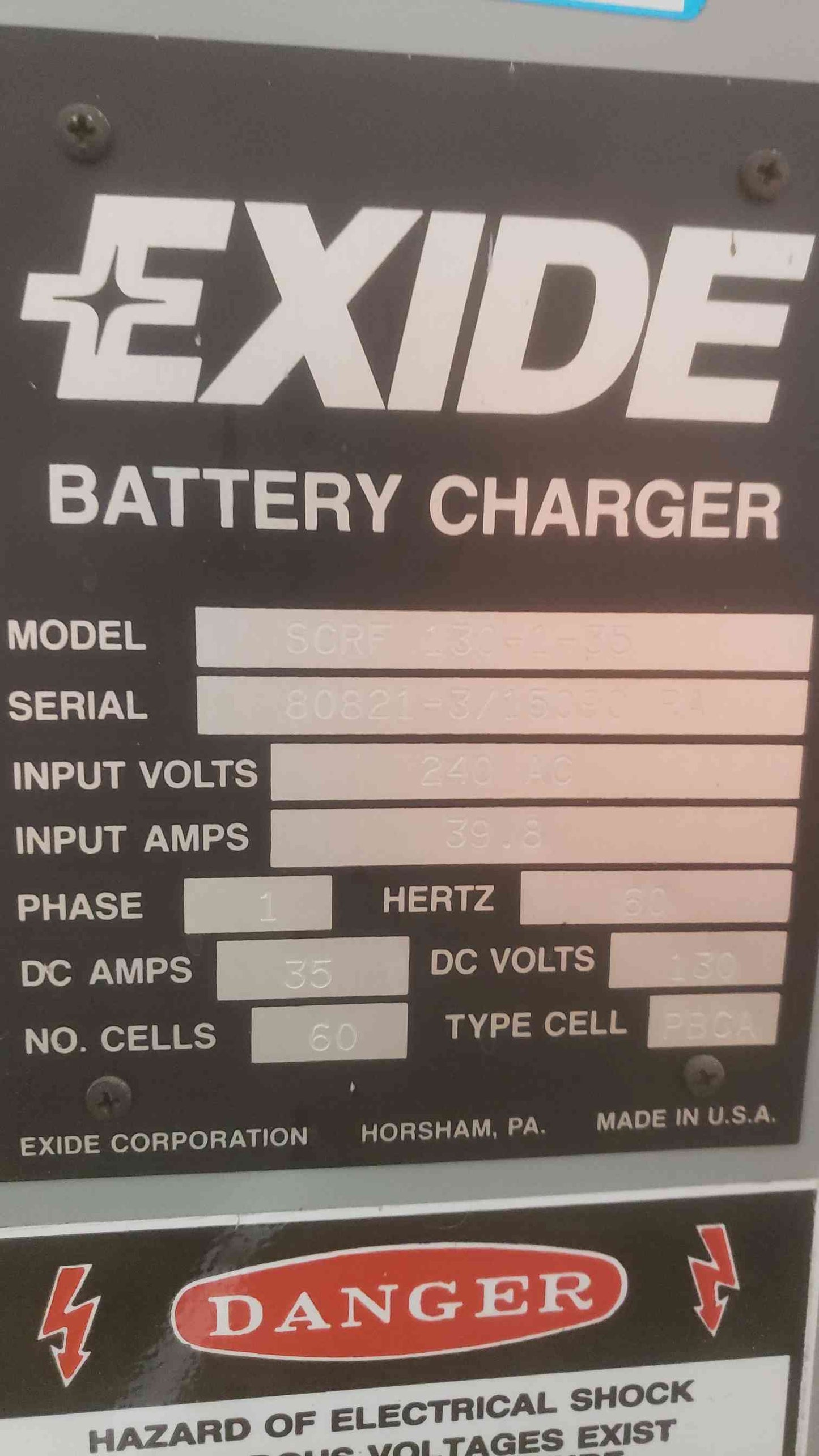EXIDE Battery Charger SCRF-130-1-35 (SKU: 111020)