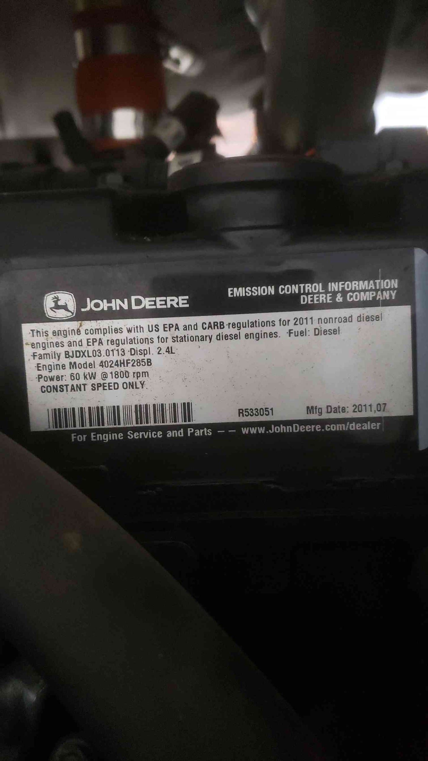 48KW 50KW Generac John Deere 4024 1PH Diesel Generator 0058091 242.5Hrs '11 (SKU: 111001)