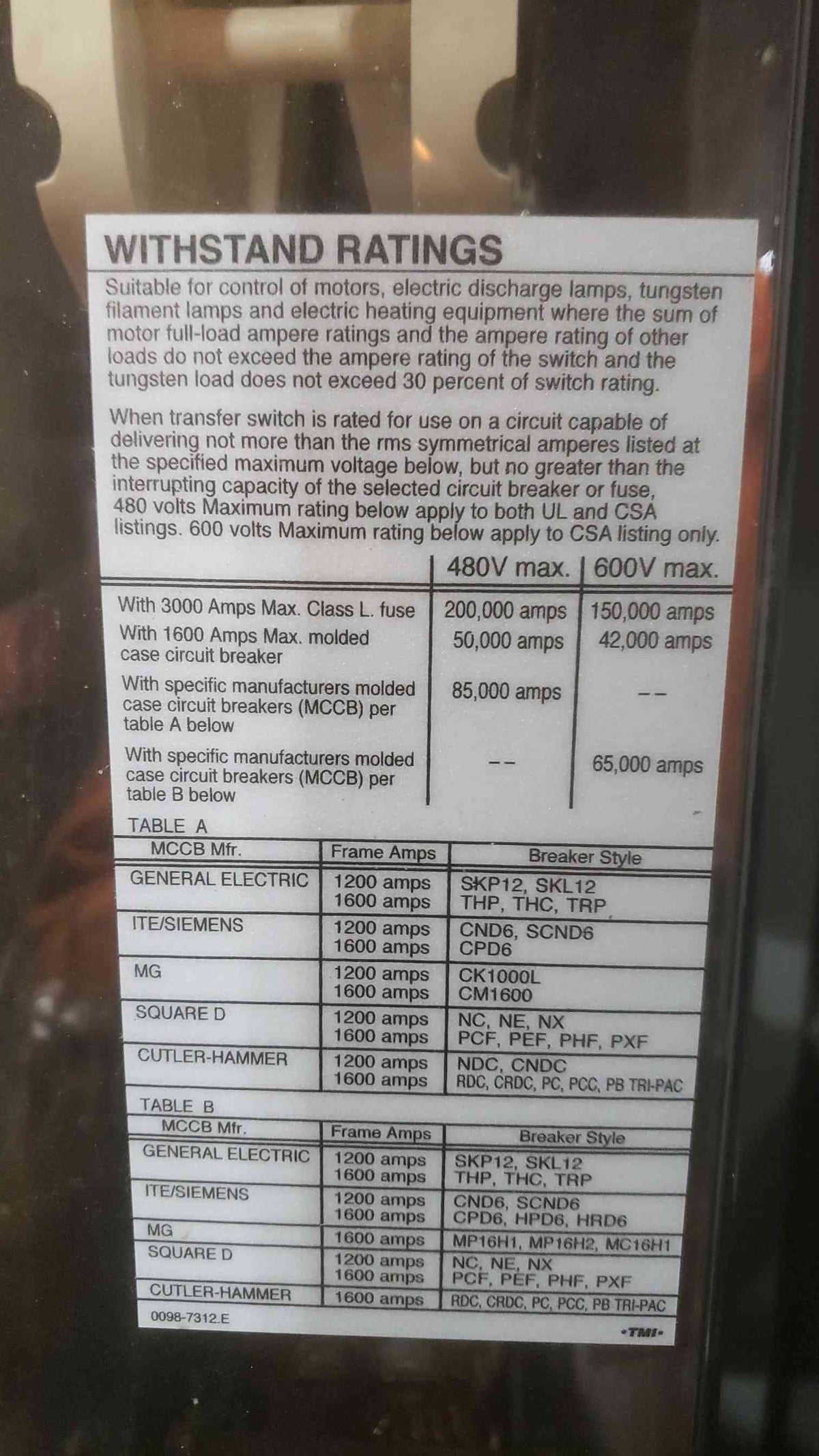 Cummins 1600A 480V 60Hz 3 Pole ATS OTPCF-1169051 (SKU: 111240)