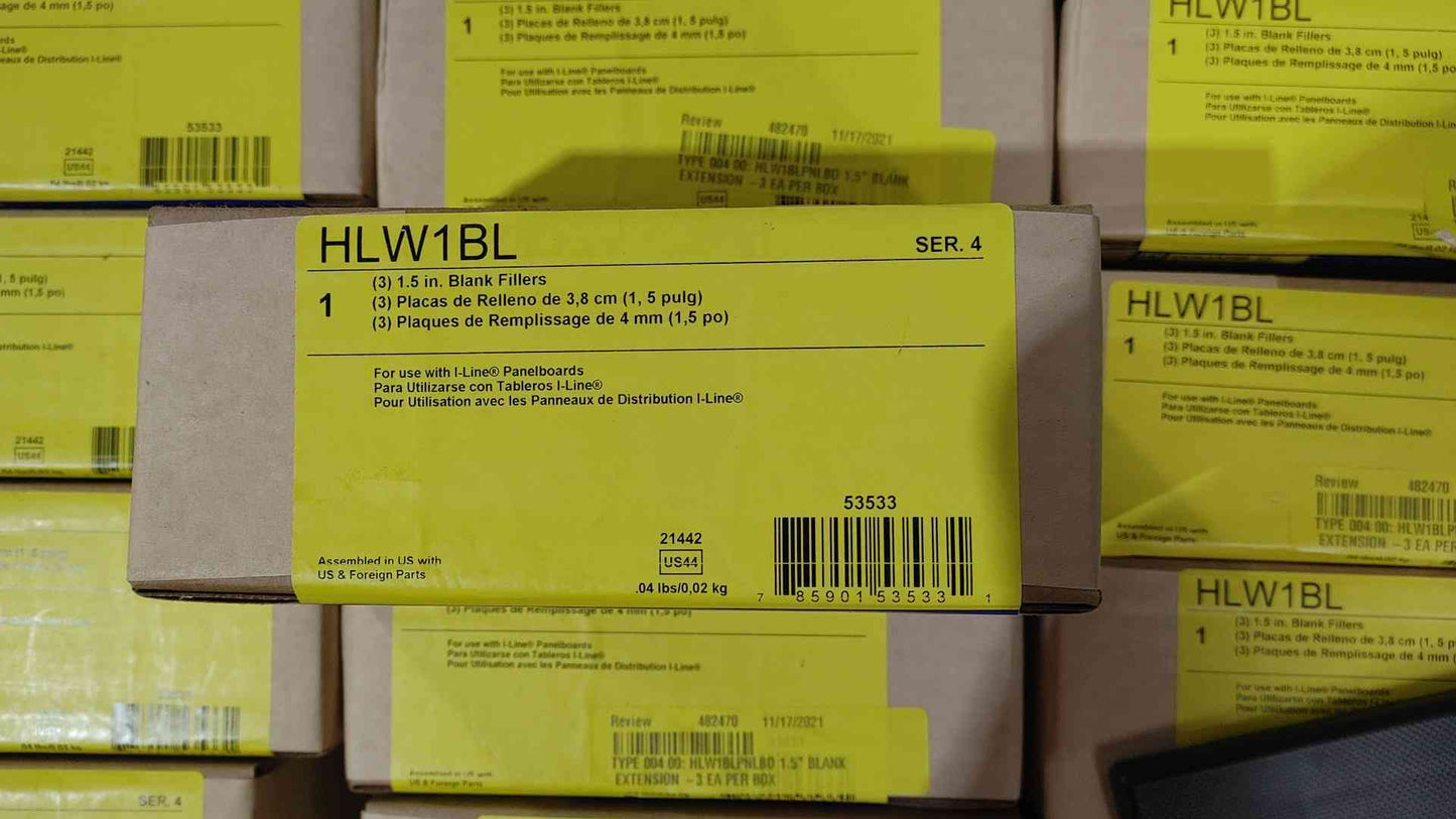 New Box Of 3 1.5" Square D Panelboard Blanks HLW1BL (SKU: 111275)