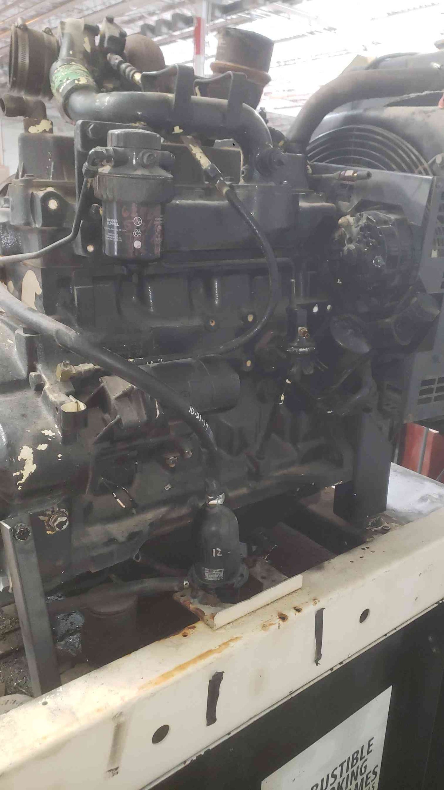 AS-IS John Deere 4039 Engine on Frame W/ 210 Gal. Diesel Fuel Tank (SKU: 112257)
