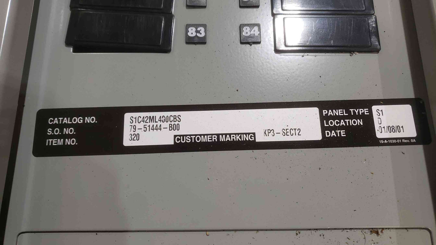 Siemens S1 400A 208Y/120V 3PH 4W COPPER BUS Panelboard 42/84-Circuit MLO (SKU: 112519)