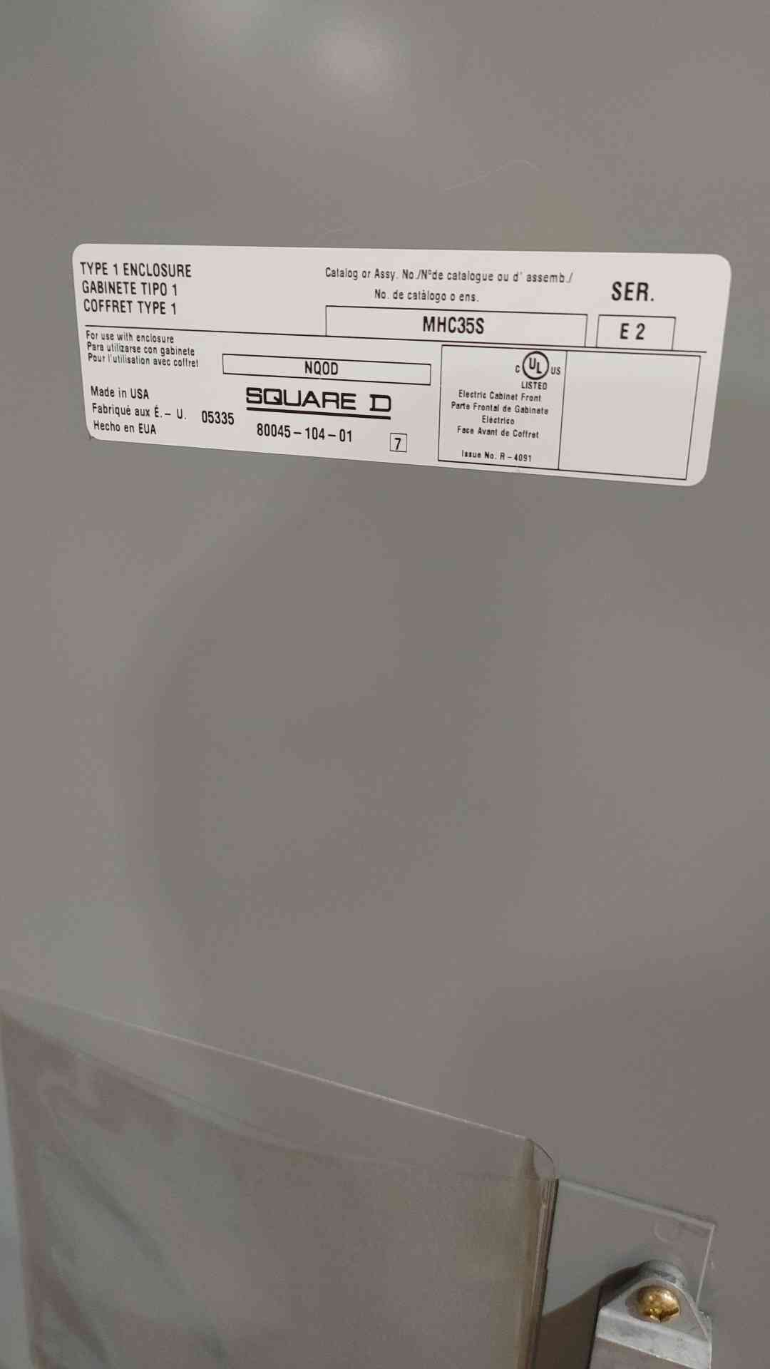 Square D NQOD 225 Amp 3 Phase 208Y/120V 42-Circuit Panelboard with Breakers MHC35S(SKU: 112782)