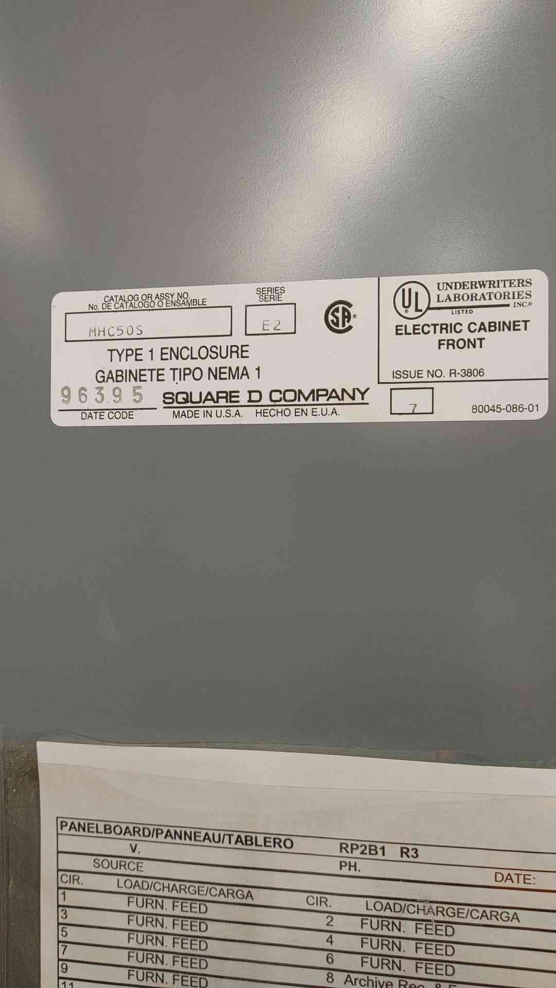 Square D NQOD 225 Amp 42-Circuit Main Breaker Panelboard 208Y/120V 3PH Copper Bus NQOD442M225CU (SKU: 112827)