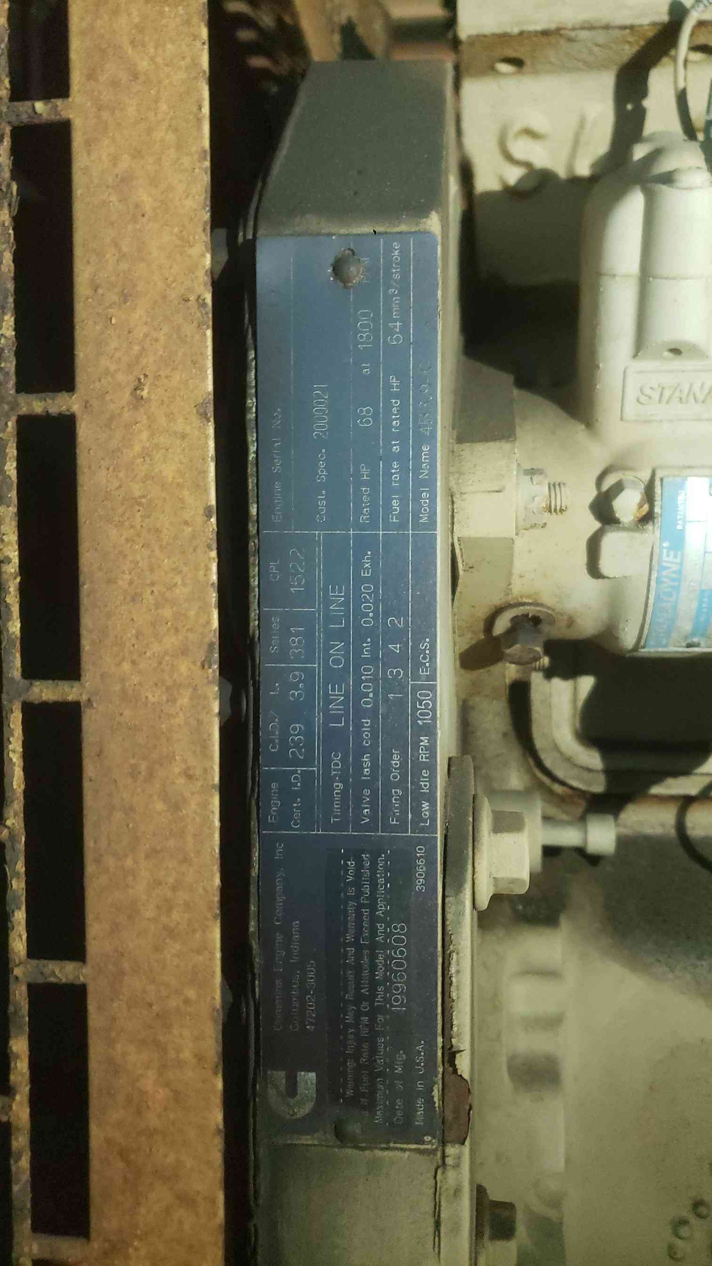 AS-IS Cummins Diesel 4B3.9G Generator Set 1218 Hrs. (SKU: 113018)