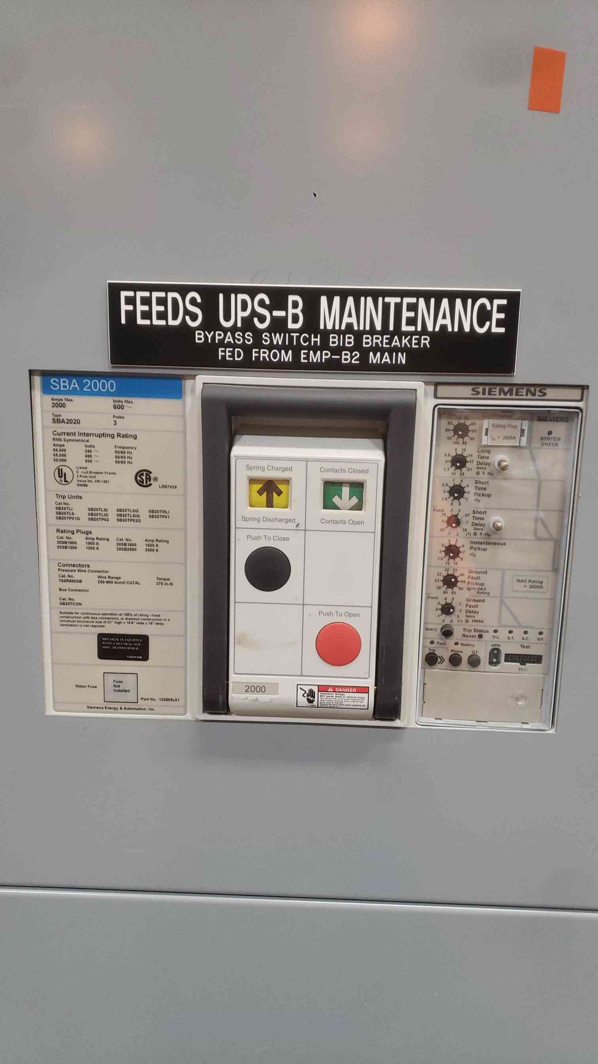 Siemens 4-Section 1600A/2000A Switchgear Lineup | 480Y/277V 3P 4W | 65kA | (3) SBA2016 Mains + Distribution (SKU: 113174)