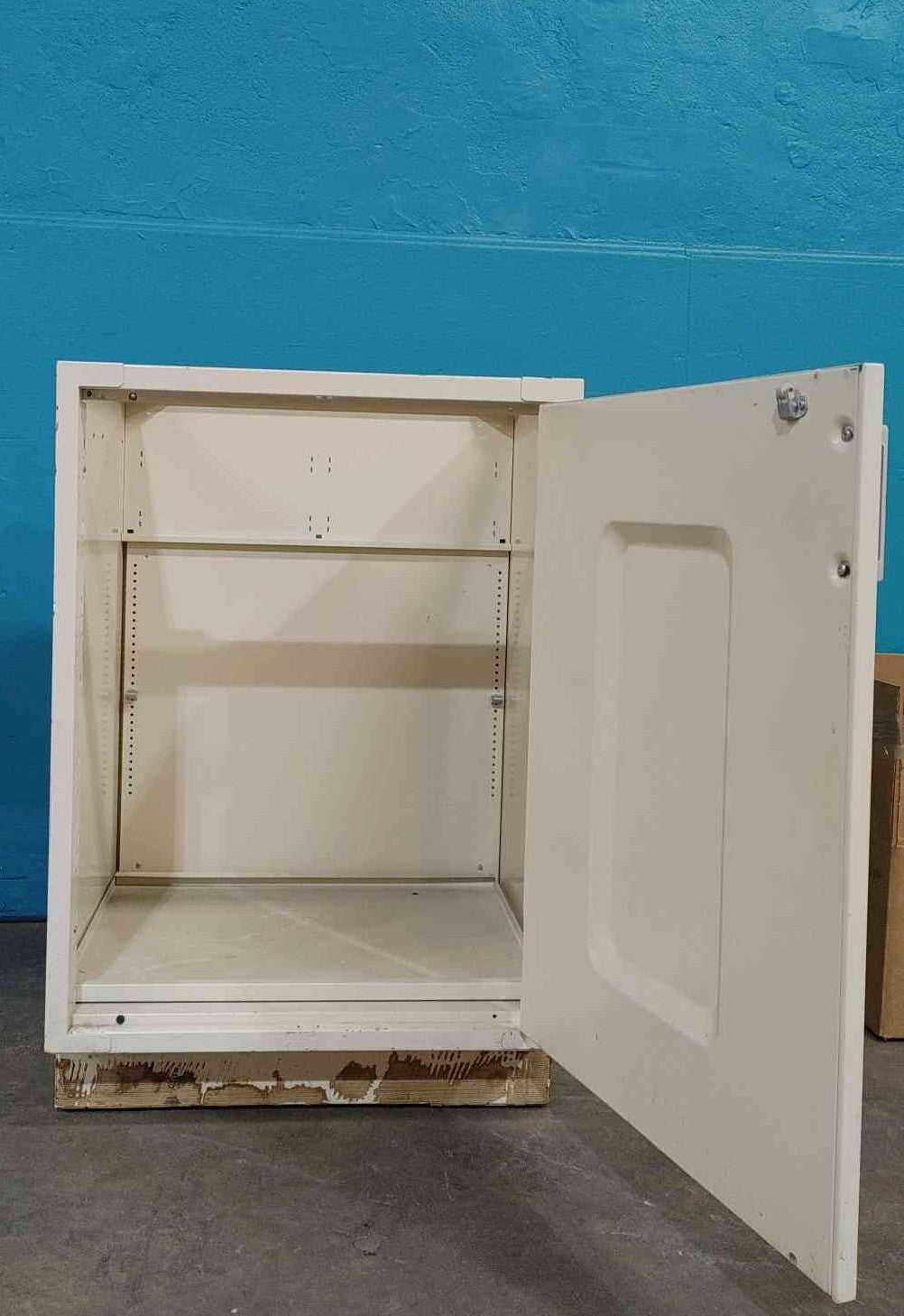 24" Steel Laboratory Base Cabinet White Sitting Height Lab Casework Single Door