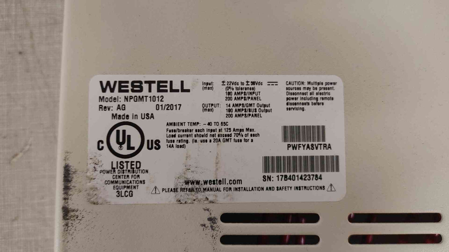 Westell NPGMT1012 10/10 Dual Bus GMT Fuse Panel 24V/48V (108907)