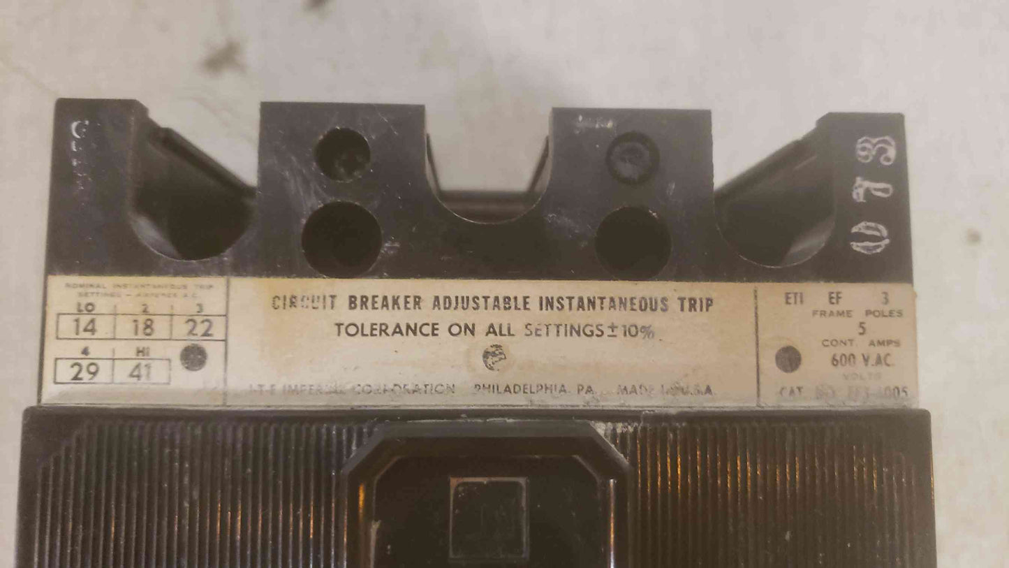 ITE IMPERIAL CORPORATION 5A 3 POLE 600V Circuit Breaker (SKU: 110213)